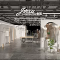 Modern Clothing Store Interior Design With Clothing Racks Mannequins And Green Plants