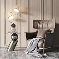 Light Luxury Single Person Sofa Casual Single Person Sofa Side Table Combination 3d model