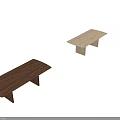 Rectangular Wooden Dining Table With Striped Legs In Light And Dark Wood Tones 3d model