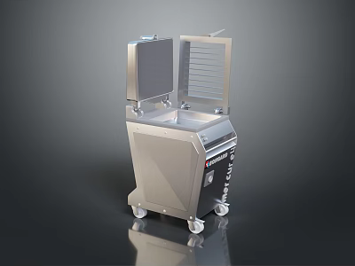 Commercial Metallic Processing Equipment With Two Vertical Covers And Mobile Wheels For Industrial Use 3d model