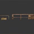 Modern Furniture Set With Metal Frame Long Table And Wooden L Shaped Bench