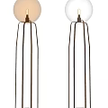 Modern Interior Design Featuring Glass Shade Floor Lamps With Copper Stand 3d model