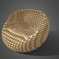 Modern Wooden Woven Single Seater Sofa With Circular Shape And Unique Texture