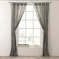 Modern Gray Sheer Curtains For Window With Tiebacks And Curtain Rod