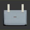 Light Blue Woven Textured Handbag With Beige Handles And Small Brown Label