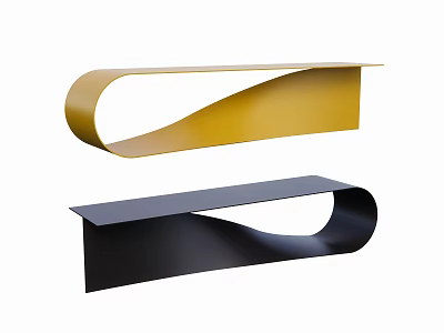 Modern Coffee Table In Gold And Black With Curved Sleek Stylish Design 3d model