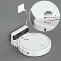 White Robotic Vacuum Cleaner With Charging Dock And Red Indicator Light Design 3d model