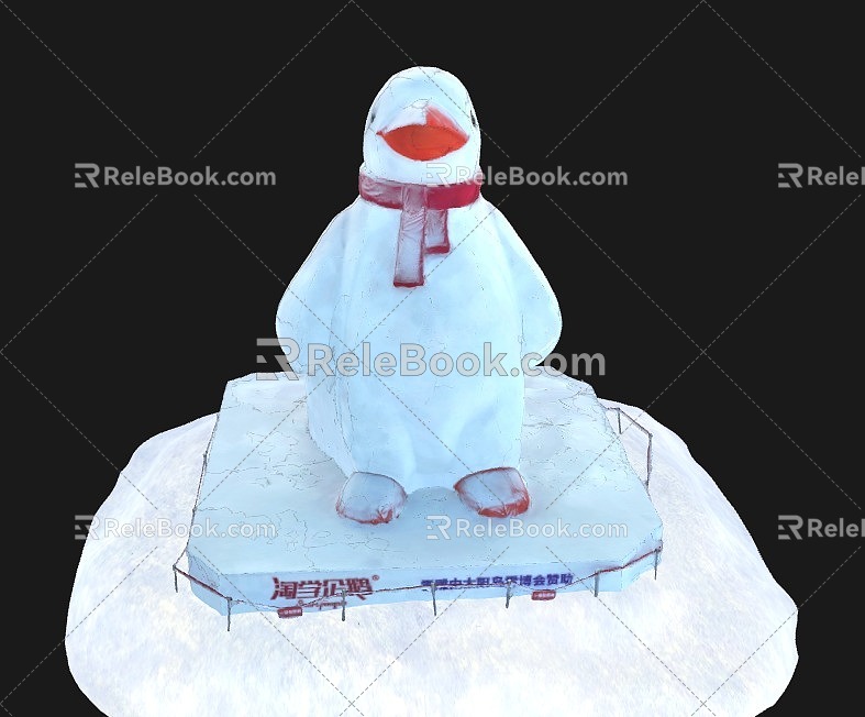 Truancy penguin animal net red snow carving cute little penguin 3d model