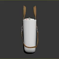 Stylish White Tote Bag with Brown Leather Handles Colorful Triangular Pattern Lining and Leather Charm