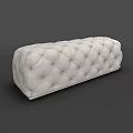 Cream Colored Upholstered Tufted Ottoman With Golden Legs Modern Elegant Design