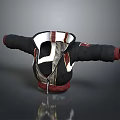 Stylish Black White Red Hoodie Featuring Zipper Cuff Trim And Chest Pattern