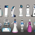 Smart Robots With Various Designs Different Shapes And Colorful Screen Displays 3d model