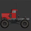 Red Cartoon Style Monster Truck With Large Tires And Classic Design