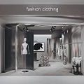 Fashion Clothing Store Interior With Mannequins And Clothes On Racks