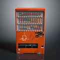 Orange Electronic Vending Machine With Transparent Display Window And Assorted Drinks
