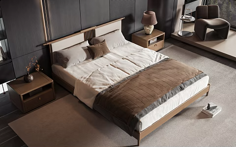 New Chinese style commodity bed 3d model