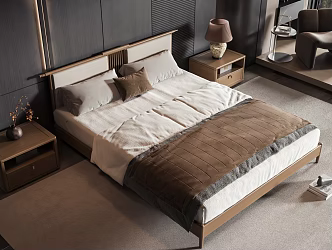 New Chinese style commodity bed 3d model