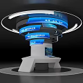 Modern Multi Tiered Display Stand With Blue Screens And Illuminated Design Elements 3d model