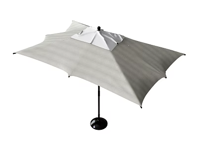 Outdoor Light Gray Sunshade Umbrella with Black Pole and Stable Base 3d model