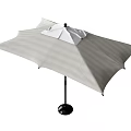 Outdoor Light Gray Sunshade Umbrella with Black Pole and Stable Base 3d model
