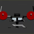 Sturdy Household Fitness Equipment With Red Weight Plates And Stable Training Stand