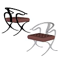 Modern Dining Chairs With Red Upholstered Seats And Unique Metal Frames 3d model