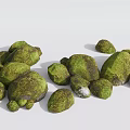 Green Moss Covered Stones And Wooden Elements For Natural Outdoor Landscaping