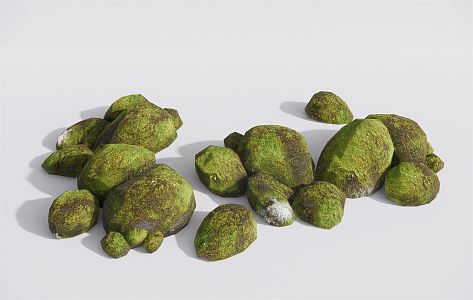 Modern stone moss garden sketch 3d model