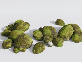 Modern stone moss garden sketch 3d model