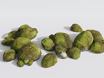 Modern stone moss garden sketch 3d model