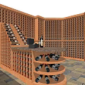 Luxurious Wooden Wine Cabinet Interior Design With Multiple Racks And Wine Bottles