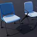 Single Chair Design With Mesh Backrest Armrests Metal Frame Wheels And Fabric Seat