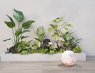 Outside pendulum green plant flower box plant combination plant pile plant potted outdoor plant cement flower pond 3d model