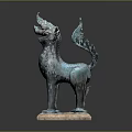 Artistic Bronze Mythical Beast Sculpture With Wings Standing On Square Base