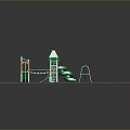 Outdoor Children's Playground Design With Green Slide Swings Climbing Frame And Grass Area
