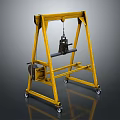 Yellow Mobile Gantry Crane Equipment with Wheels and Lifting Frame 3d model