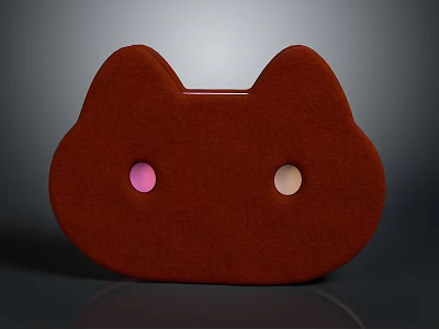 Brown Cat Face Shaped Decoration with Ears and Pink Light Colored Dots 3d model