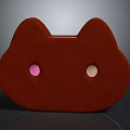 Brown Cat Face Shaped Decoration with Ears and Pink Light Colored Dots