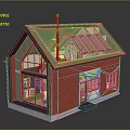 Red House Exterior With Large Windows Solar Panel Roof Chimney And Wooden Accents