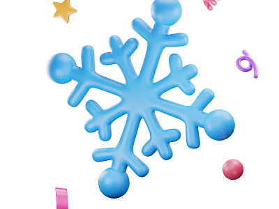 Decorative Ornament Set with Blue Snowflake Gold Star Pink Ribbon Purple Music Note Red Ball 3d model
