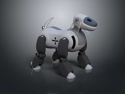 Robotic Dog Character With Modern Mechanical Design And Gray White Features 3d model