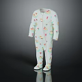 White Baby Romper With Colorful Cartoon Teddy Bear Rainbow Long Sleeved Zipper Footed Design