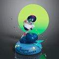 Character With Blue And Pink Hair On Cloud Base Water Droplets Stars Sunny Sonnyshine