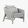 Checkered Fabric Armchair With Modern Wooden Frame Plush Cushions And Decorative Throw