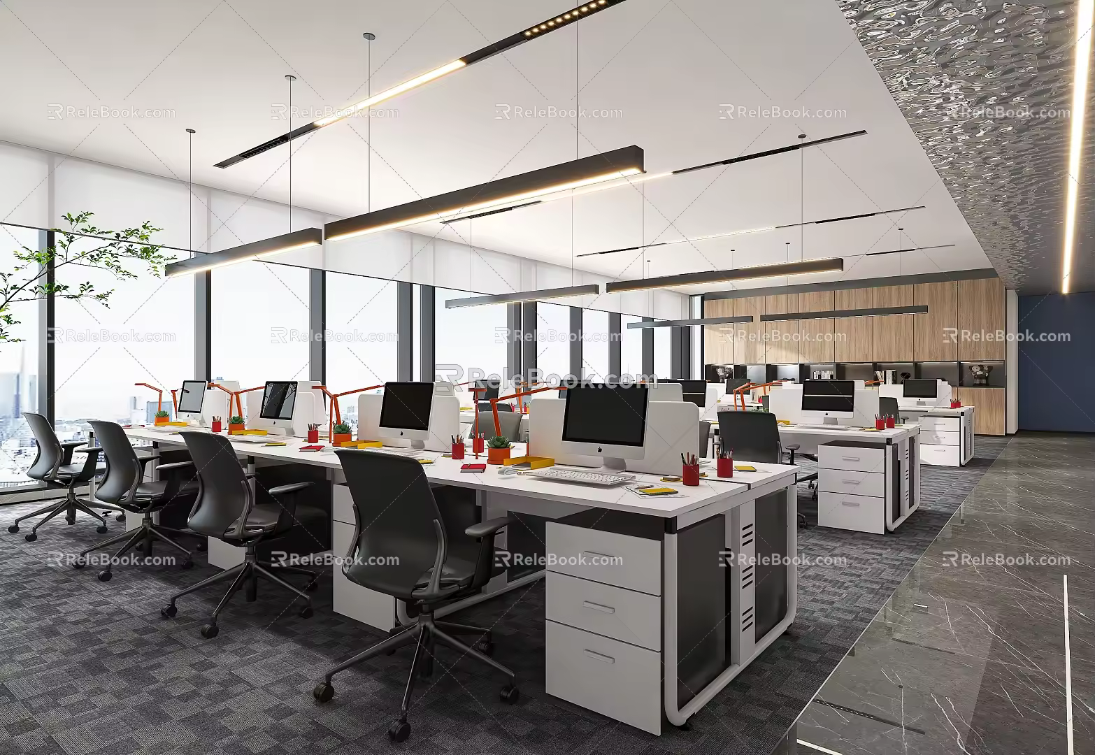 modern public office area open office area 3d model