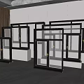Modern Windows And Doors Display With Glass Panels Black And White Frames Showroom Setting