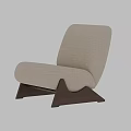 Modern Beige Upholstered Accent Chair With Curved Backrest And Wooden Legs