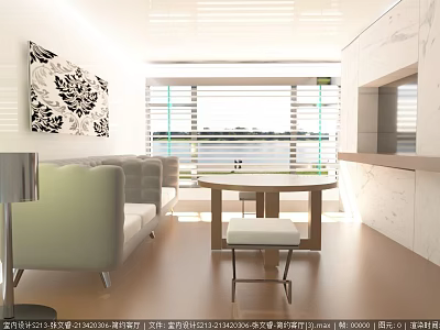 Modern Elevator Hallway Interior With Decorative Painting And Recessed Lighting 3d model