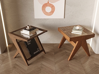 Some books, books, coffee, coffee cups, some rattan squares 3d model