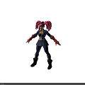 3D Anime Character With Pink Pigtails Yellow Bow Blue Uniform Red Gloves And Pleated Skirt